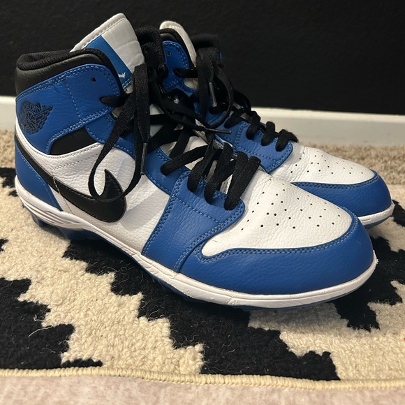 Jordan 1 mid baseball cleats blue/ wht size 10.5 - Picture 3 of 6